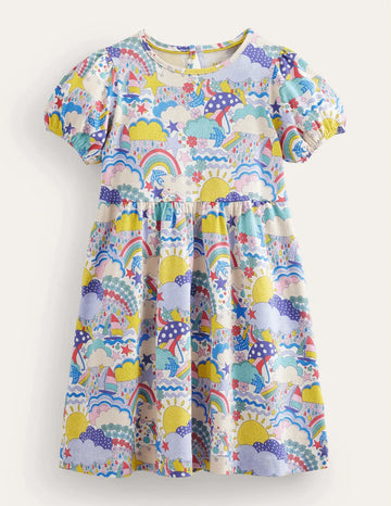 Cartoon Clouds Printed Dress - Mini Taylor